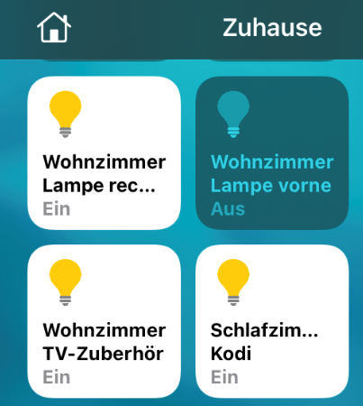 Lamps in the Home app in HomeKit